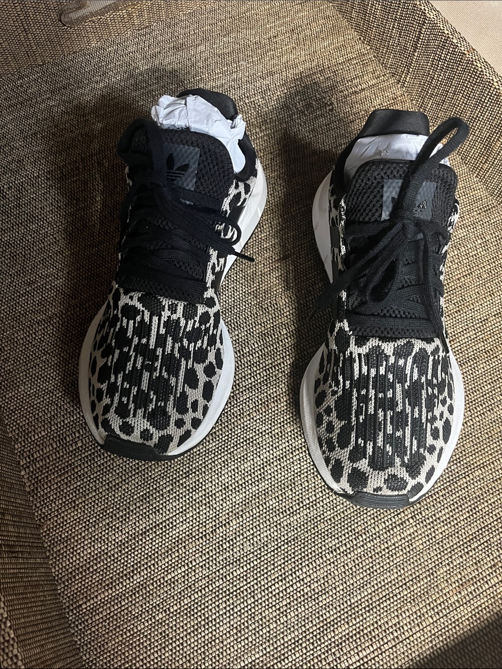 adidas Black and White Patterned Knit Sneakers